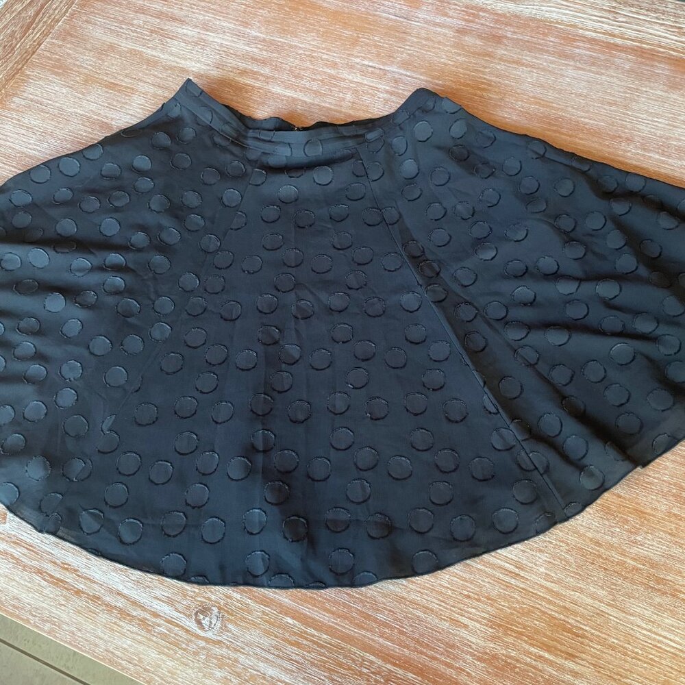Ann Taylor Black Clip Dot Full Circle Chiffon Skirt Petite ‎ Size 6P - Picture 3 of 11
